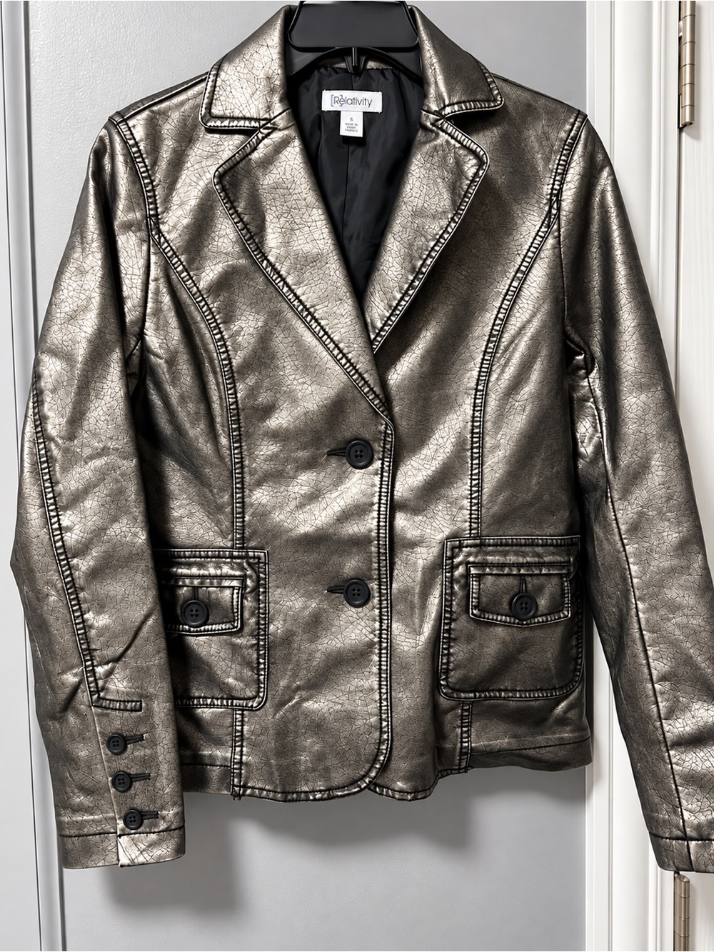 Relativity Metallic Pewter Women's Blazer Jacket